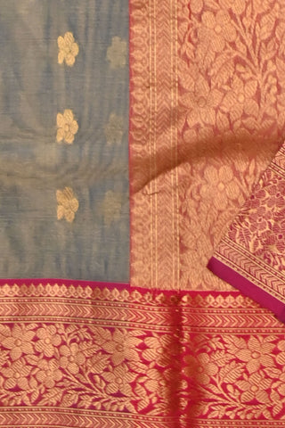 Bluish Grey Chanderi Saree