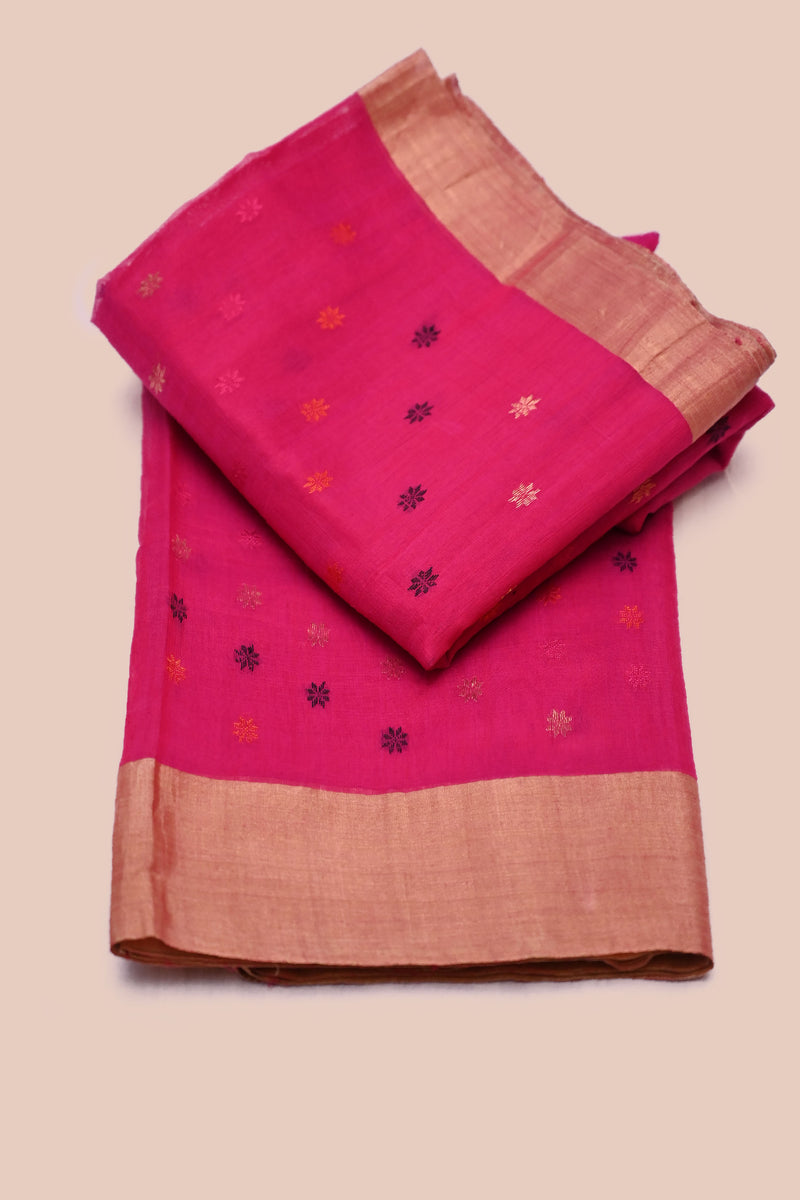 Rani Pink Chanderi Cotton Saree