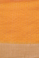 Yellow Checkered Chanderi Silk Saree