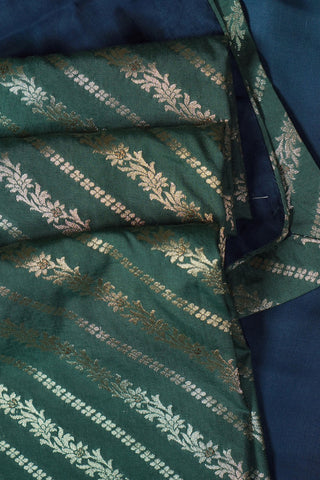 Teal to navy ombre modal silk saree with machine embroidered floral motifs and zari blouse