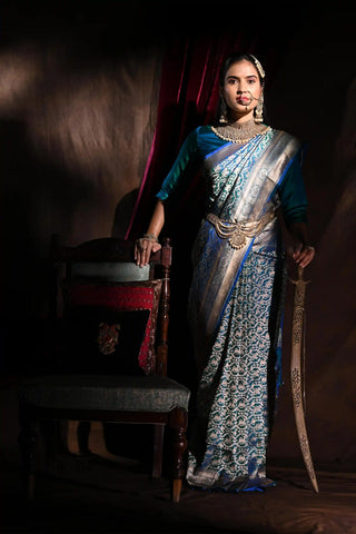 Green-Blue Banarasi Silk Saree