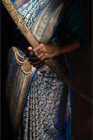 Green-Blue Banarasi Silk Saree