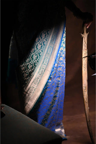 Green-Blue Banarasi Silk Saree