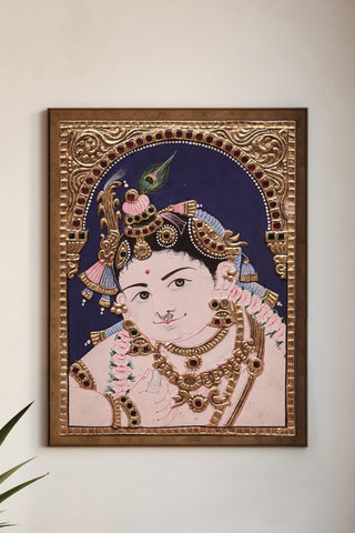 Beautiful Bala Krishna Tanjore Painting