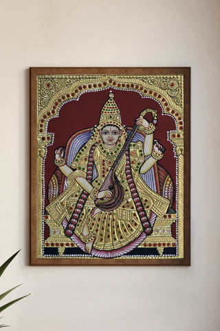 Saraswati Tanjore Painting (Made to Order)
