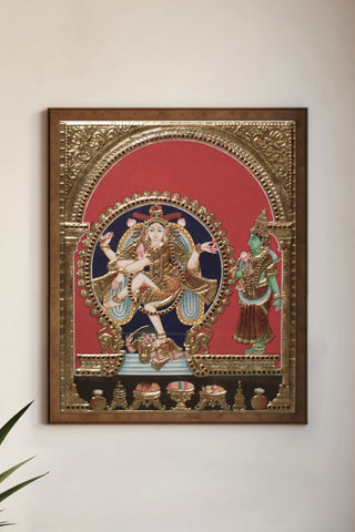 Lord Nataraja with Shivkami Tanjore Painting