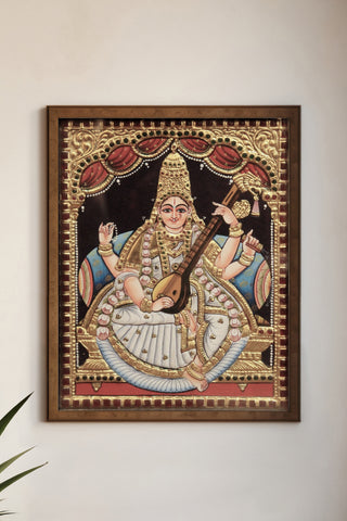 Devi Saraswati Tanjore painting