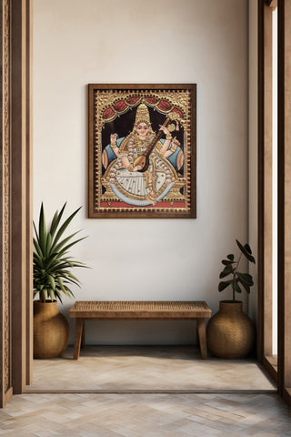 Devi Saraswati Tanjore painting