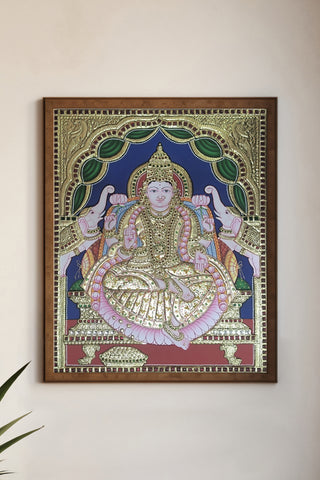 Divine Abundance: Gajalakshmi Tanjore Painting