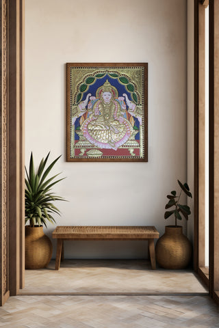 Divine Abundance: Gajalakshmi Tanjore Painting