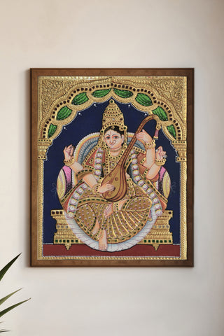 Goddess Saraswati Tanjore Painting