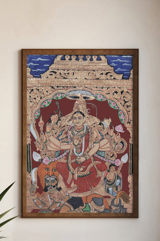 Goddess Chamundi Tanjore Painting