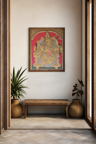 Goddess Saraswati with Veena Tanjore Painting