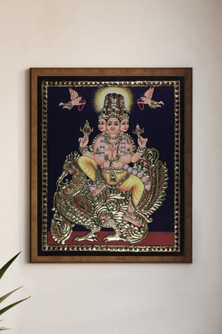 Brahma On Hansa Handmade Tanjore  Painting