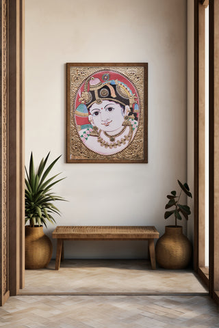 Divine Bala Krishna Tanjore Painting