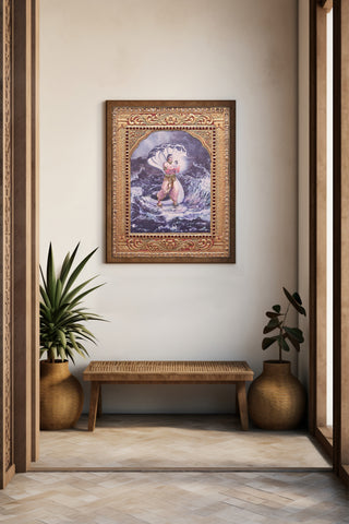 Krishna's First Journey With Vasudev Tanjore Painting
