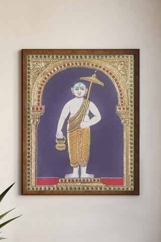 Handcrafted Saint/Guru Tanjore Painting with 22K Gold Foil & Gesso Work Traditional South Indian Art