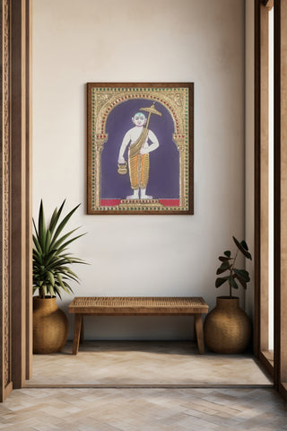 Handcrafted Saint/Guru Tanjore Painting with 22K Gold Foil & Gesso Work Traditional South Indian Art
