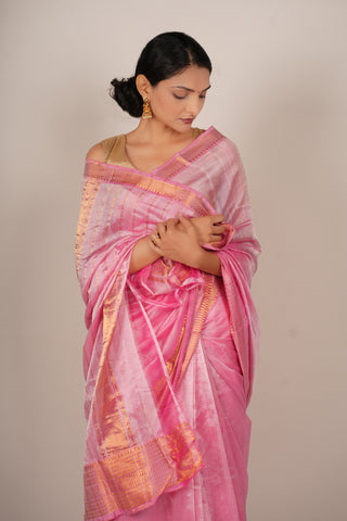 Light Pink Mangalgiri Silk saree