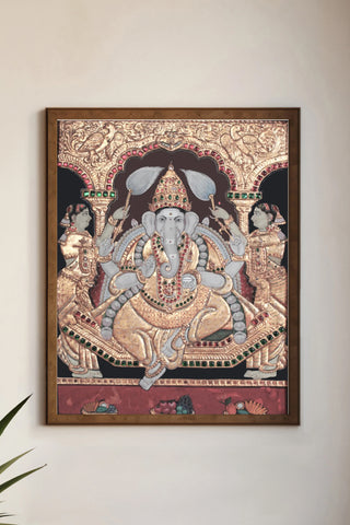 Sitting Vinayaka Tanjore Painting