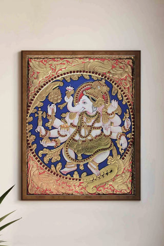 Nartana Vinayaka Tanjore Painting