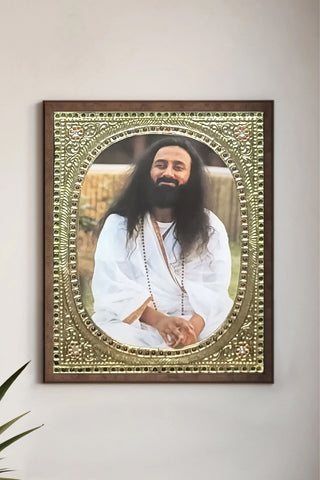 Gurudev Sri Sri Ravi Shankar Ji Portrait in Ornate Tanjore-Style Frame