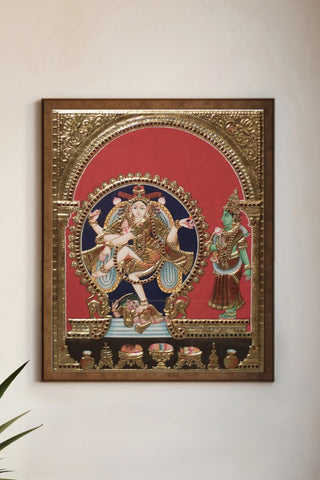 Lord Nataraja with Shivkami Tanjore Painting