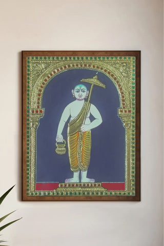 Handcrafted Saint/Guru Tanjore Painting with 22K Gold Foil & Gesso Work Traditional South Indian Art