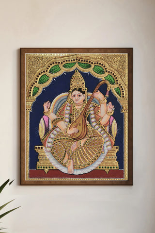 Goddess Saraswati Tanjore Painting