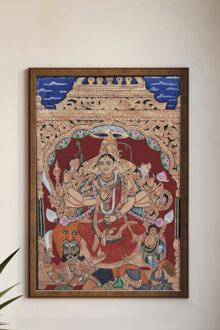 Goddess Chamundi Tanjore Painting