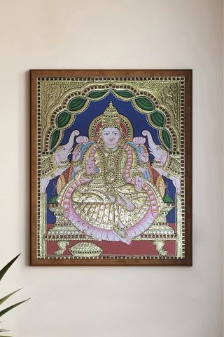 Divine Abundance: Gajalakshmi Tanjore Painting