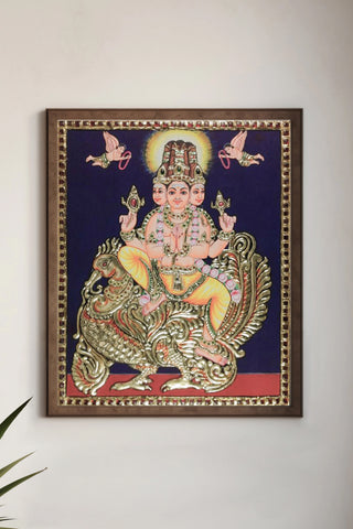 Brahma On Hansa Handmade Tanjore  Painting