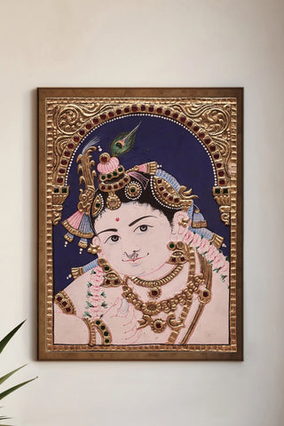 Beautiful Bala Krishna Tanjore Painting