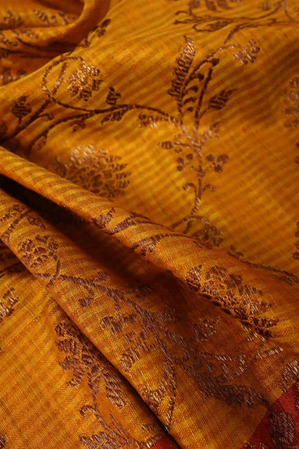 Mustard Yellow Banarasi Cotton Saree