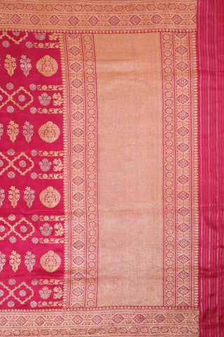 Pink Floral Banarasi Saree