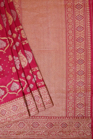 Pink Floral Banarasi Saree