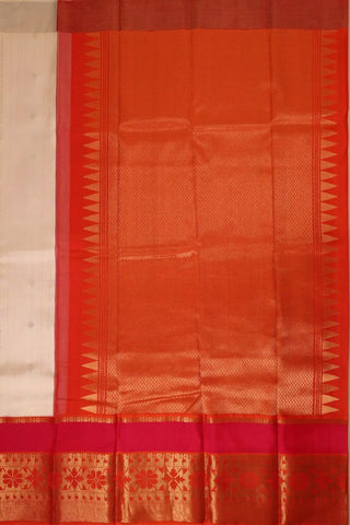 Off-White & Pink Kanjivaram Saree