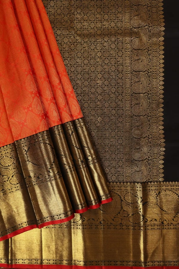 Kangana Ranaut's Rusty Orange & Black Kanjivaram Silk Saree