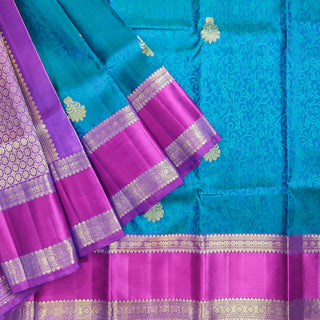 Subtly Beautiful Blue and Pink Kanchipuram Silk Saree