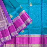 Subtly Beautiful Blue and Pink Kanchipuram Silk Saree
