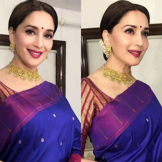 Madhuri Dixit's Blue and Violet Handloom Paithani Silk Saree