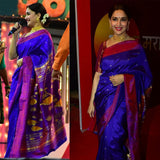 Madhuri Dixit's Blue and Violet Handloom Paithani Silk Saree