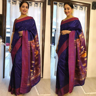 Madhuri Dixit's Blue and Violet Handloom Paithani Silk Saree