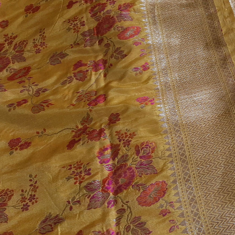 Mustered Yellow Banarsi Saree