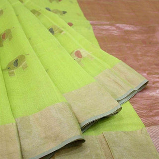 Elephant Motiff Chanderi Saree