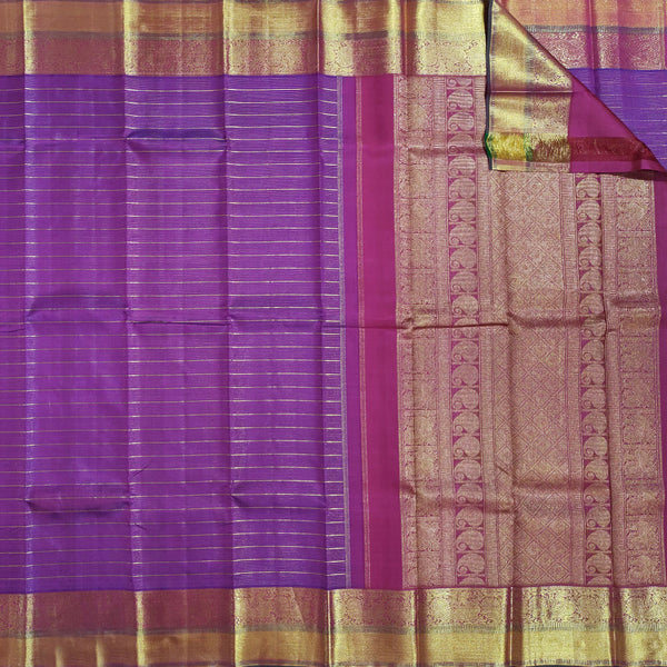Purple Stripes Handloom Kanchipuram Silk Saree