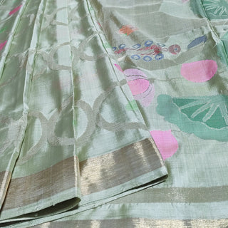 Pistachio Green Handloom Uppada Silk Saree