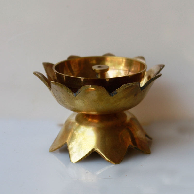 Flower Brass Oil Lamp-0