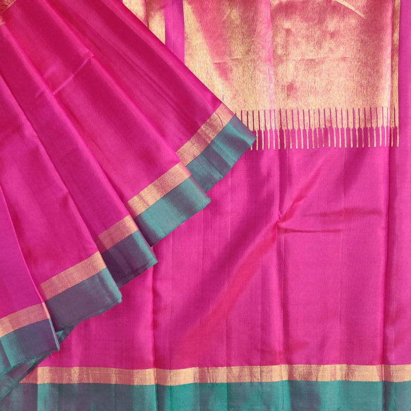 Pink Peacock Mubbagam Kanchipuram Saree-0