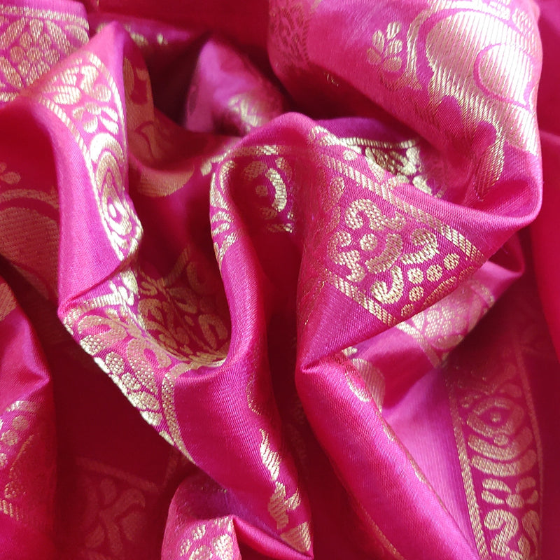 Pink Peacock Mubbagam Kanchipuram Saree-8675